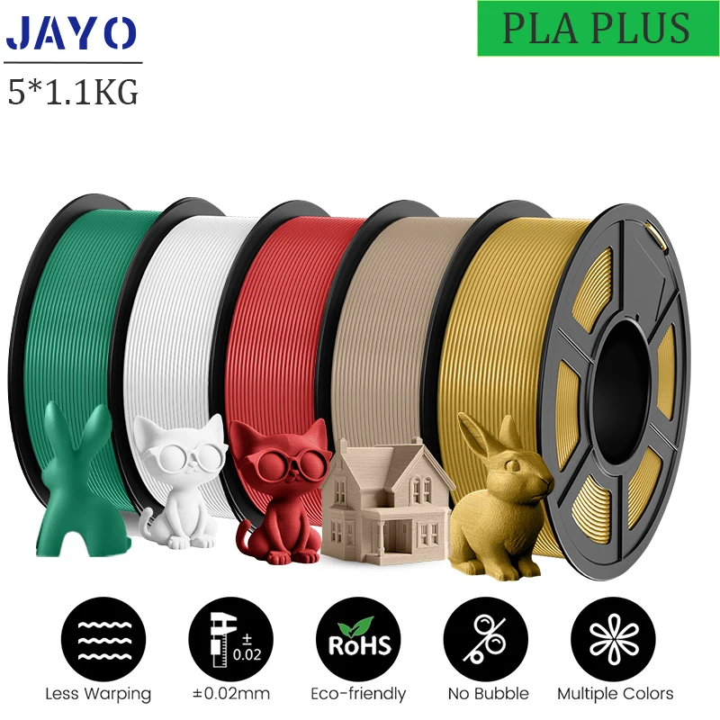 JAYO pla plus Filamento stampante 3D 5 rotoli Filamento PLA PLUS 23 colori 1,75 mm Materiali stampante 3D FDM Supporto combinazione libera