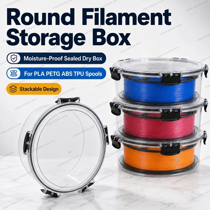 Contenitore Rotondo per Filamenti, Scatola Sigillata Antiumidità, Contenitore Impilabile per Bobine da 1KG di PLA, PETG, ABS, TPU per Stampanti 3D