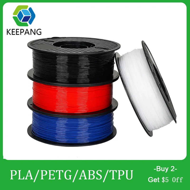 Filamento per stampante 3D da 1 kg 1,75 mm (2,2 libbre) Filamento in plastica PETG/PLA/ABS/TPU Senza grovigli Senza bolle Materiali per stampa 3D