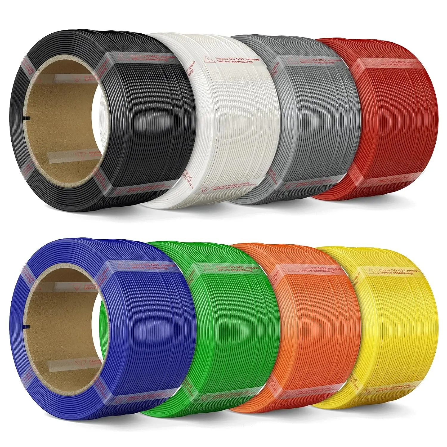Filamento PLA 1.75mm per Stampante 3D - Set Campionario 8 Colori, Nero Bianco Grigio Rosso Giallo Blu Verde Arancione