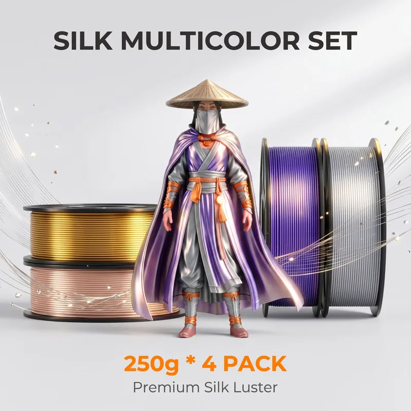 Filamento PLA Metallizzato Effetto Seta 1.75mm ±0.02mm Oro Argento Viola Tonalità Pelle 200g 250g 500g 1kg Lucido per Stampante 3D