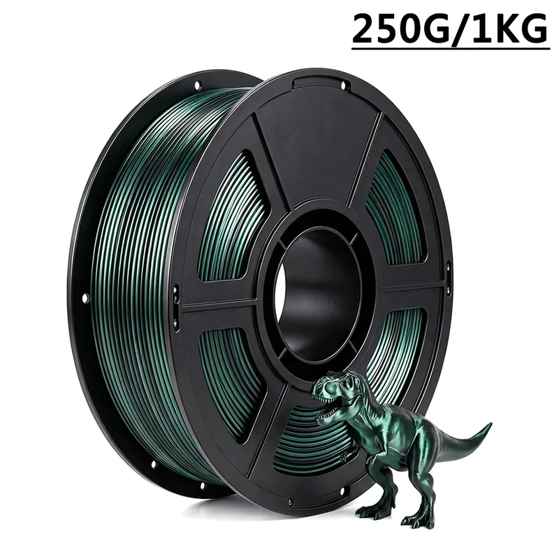 Filamento per Stampante 3D 250g 1Kg PLA seta nero verde 1.75mm Materiale per Stampante seta nero verde Filamento confezionato sottovuoto