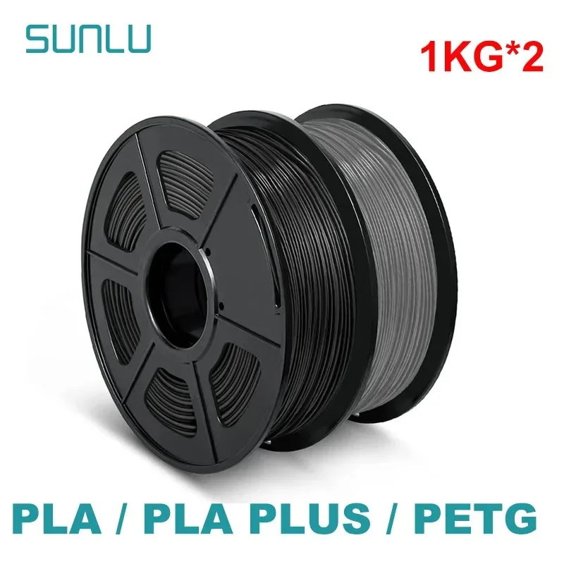 SUNLU 2KG 3D PLA/PETG/PLA PLUS/Filamento trasparente 1.75mm 2Roll 1KG Stampante 3D Filamento 3D ordinato avvolto per stampante 3D e penna 3D