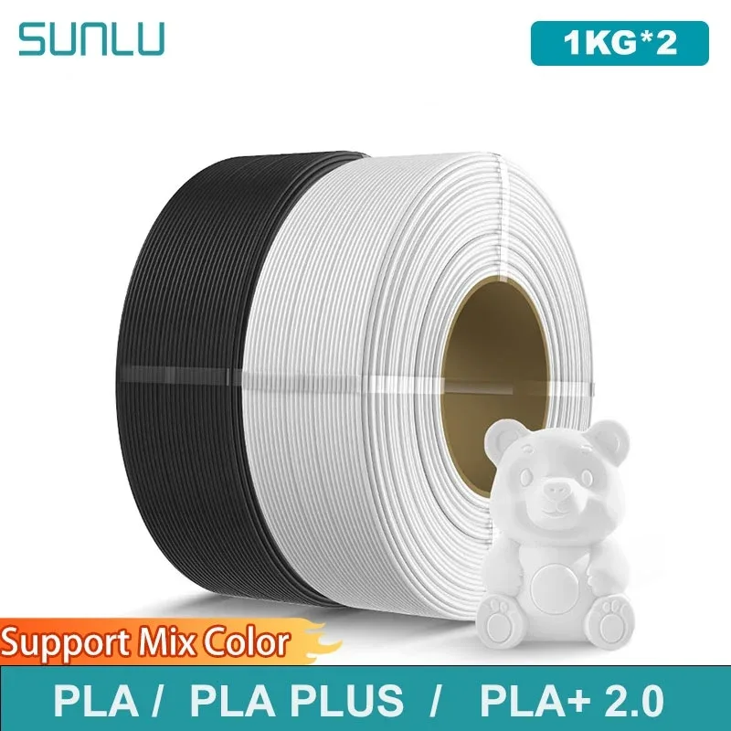 SUNLU Filamento PLA/PLA PLUS/PLA+2.0 da 2KG, 1.75mm, 1KG Senza Vassoio, Filamento per Stampante 3D e Penna 3D, Ricarica Filamento