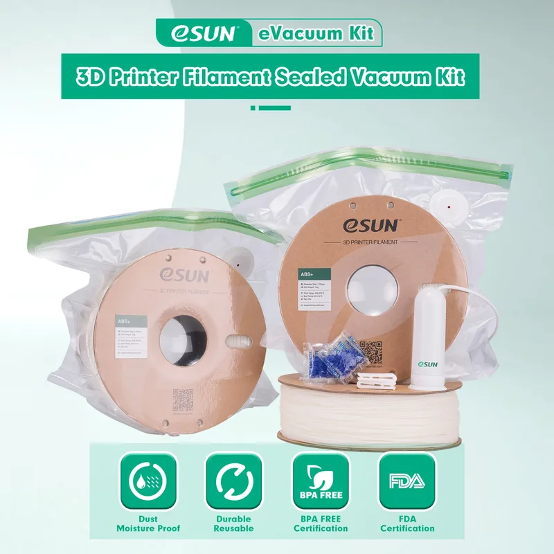 Kit di Sacchetti per Conservazione ESUN per Filamenti 3D Silk PLA PETG TPU, Sigillati Sottovuoto per Mantenere Asciutti e Proteggere da Umidità per Bobine di Stampanti 3D