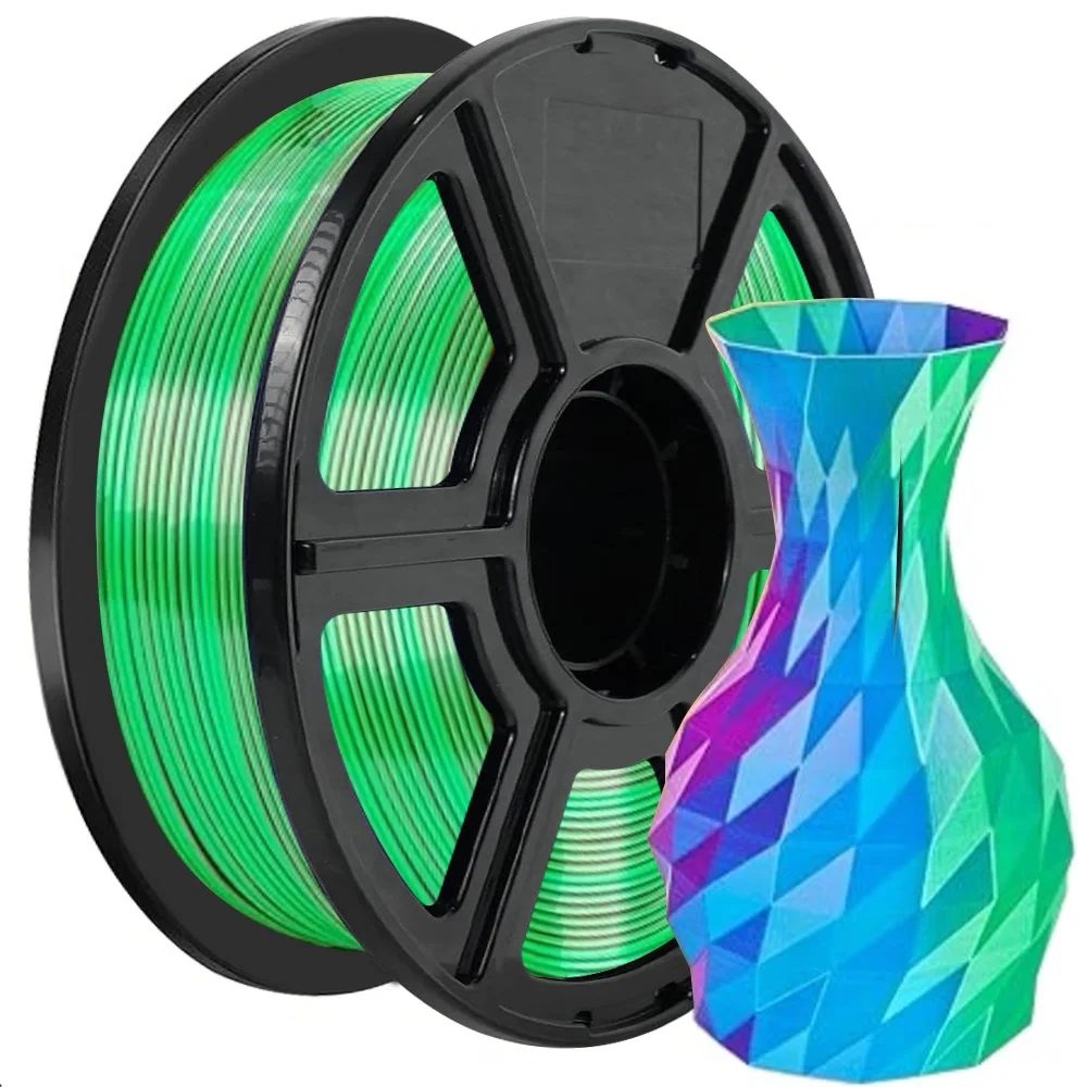 Filamento tricolore Seta PLA 1,75 mm 1 kg 500 g 250 g Filamento PLA Oro Rosso Verde Blu Materiale stampante 3D FDM Triplo multicolore Nuovo