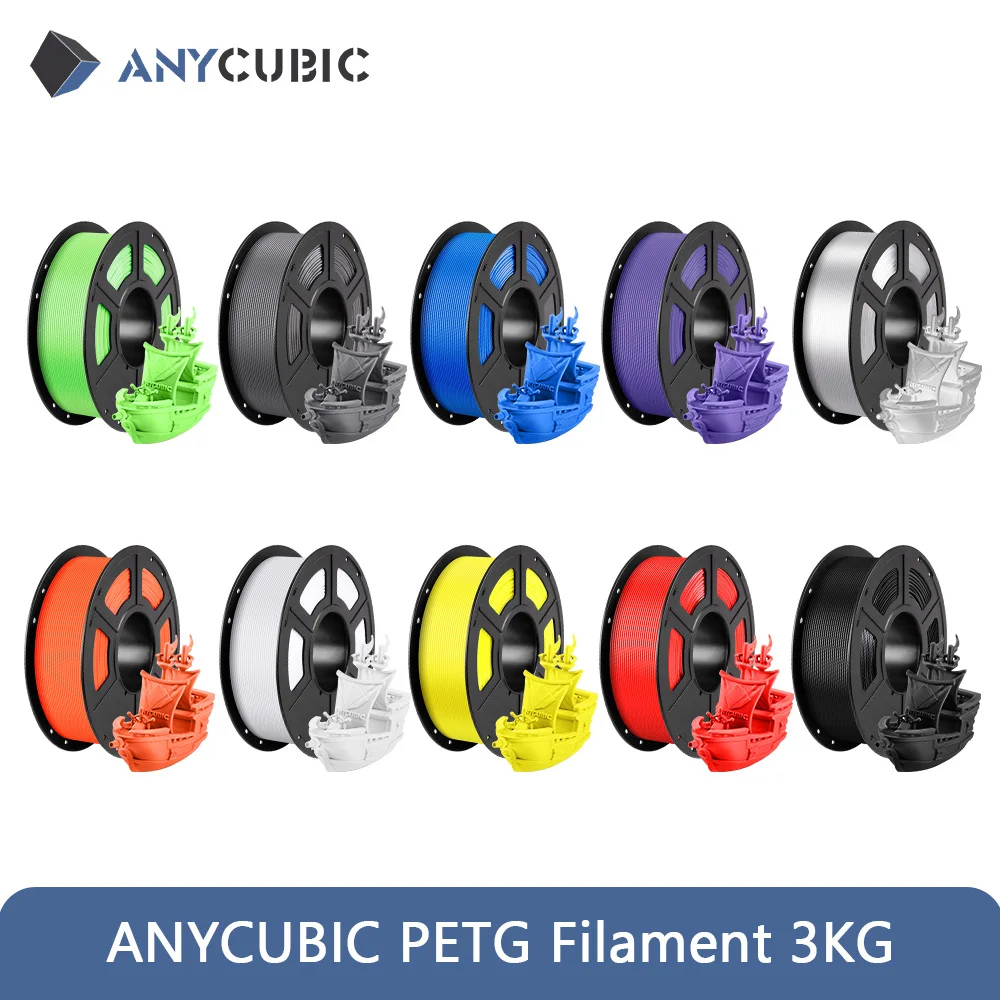 ANYCUBIC 3KG PETG Filamento stampante 3D 1.75mm PLA Filamento stampante 3D per Kobra FDM Stampante 3D Giocattolo Modello di stampa MateriaL