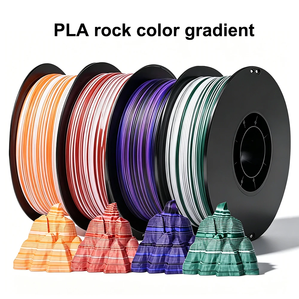 Filamento per Stampante 3D PLA Serie Rock 250g 500g 1kg, Rosso Roccia, Blu Profondo, Verde Turchese, Arancione Soleggiato, 1.75mm, 250gx4