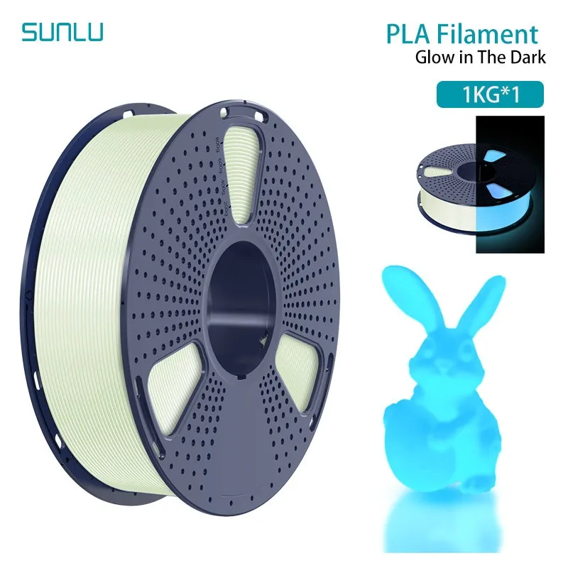 SUNLU Filamento 3D PLA che si illumina al buio Filamento luminoso PLA ordinato avvolto 1,75 mm +/- 0,02 mm Filamento da 1 kg adatto alla maggior parte delle stampanti 3D FDM