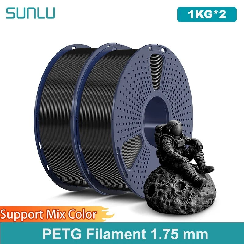 SUNLU Filamento trasparente PETG/PETG da 2 kg 1,75 ±0,02 mm Bobina da 1 kg (2,2 libbre) Filamento ordinato ad alta tenacità adatto alla maggior parte delle stampanti FDM