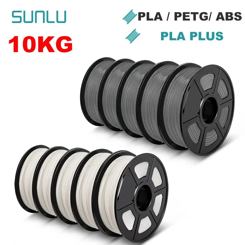 SUNLU 10KG Filamento 3D PLA/PLA PLUS/PETG/Filametto ABS facile 1.75mm 10 Rotoli 1KG Filamento stampante 3D avvolto ordinato per stampante 3D