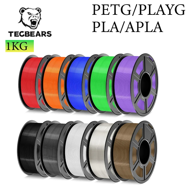 TECBEARS petg 1KG Filamento 3D PETG Filamento stampante 3D Forte tenacità Migliore strato di incollaggio Precisione dimensionale +/- 0,02 mm