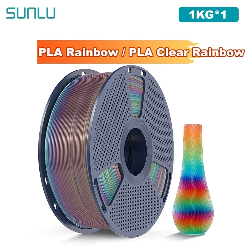 SUNLU Filamento arcobaleno PLA da 1 kg Bobina da 1,75 mm 1000 g (2,2 libbre) Effetto arcobaleno Filamento ordinato avvolto adatto alla maggior parte delle stampanti FDM