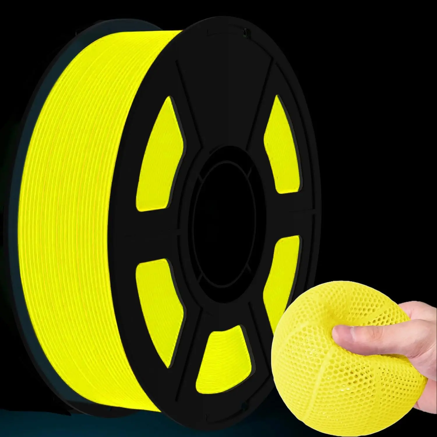Filamento TPU 1.75mm 250g 95A per Stampante 3D, Giallo Flessibile Luminescente al Buio, Materiale per Stampa 3D