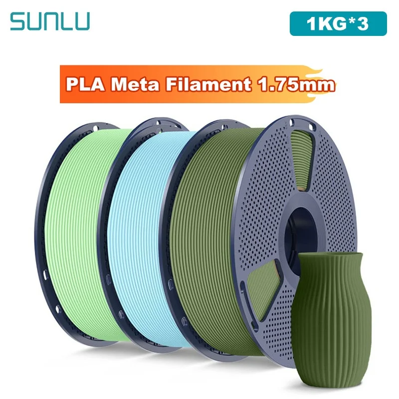 SUNLU 3KG PLA Meta Filamento per stampante 3D Bobina da 1,75 mm 1000 g (2,2 libbre) Filamento prelavato senza nodi Adatto alla maggior parte delle stampanti FDM
