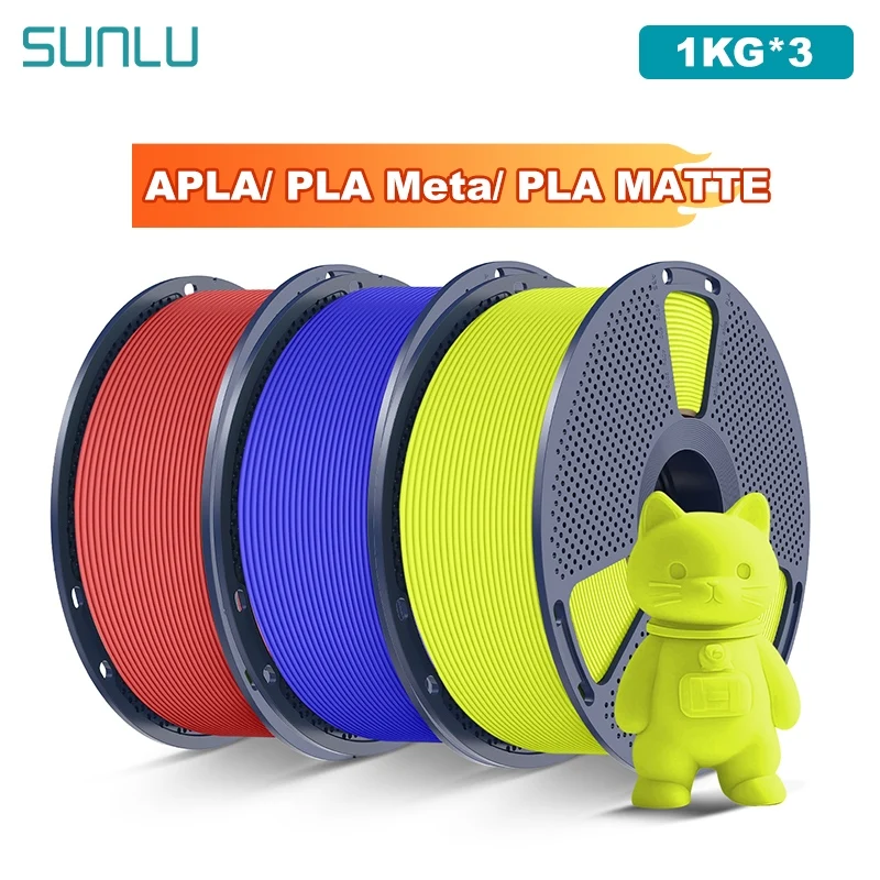 SUNLU 3KG APLA/PLA Meta/PLA MATTE Filamnet 1,75mm 3 Rotoli 1KG Filamento per stampante 3D ordinato per stampante 3D