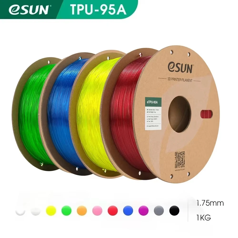 eSUN Filamento TPU flessibile da 1,75 mm, filamento per stampante 3D TPU 95A 1KG Bobina da 2,2 libbre Materiale di stampa 3D per stampanti 3D TPU 95A