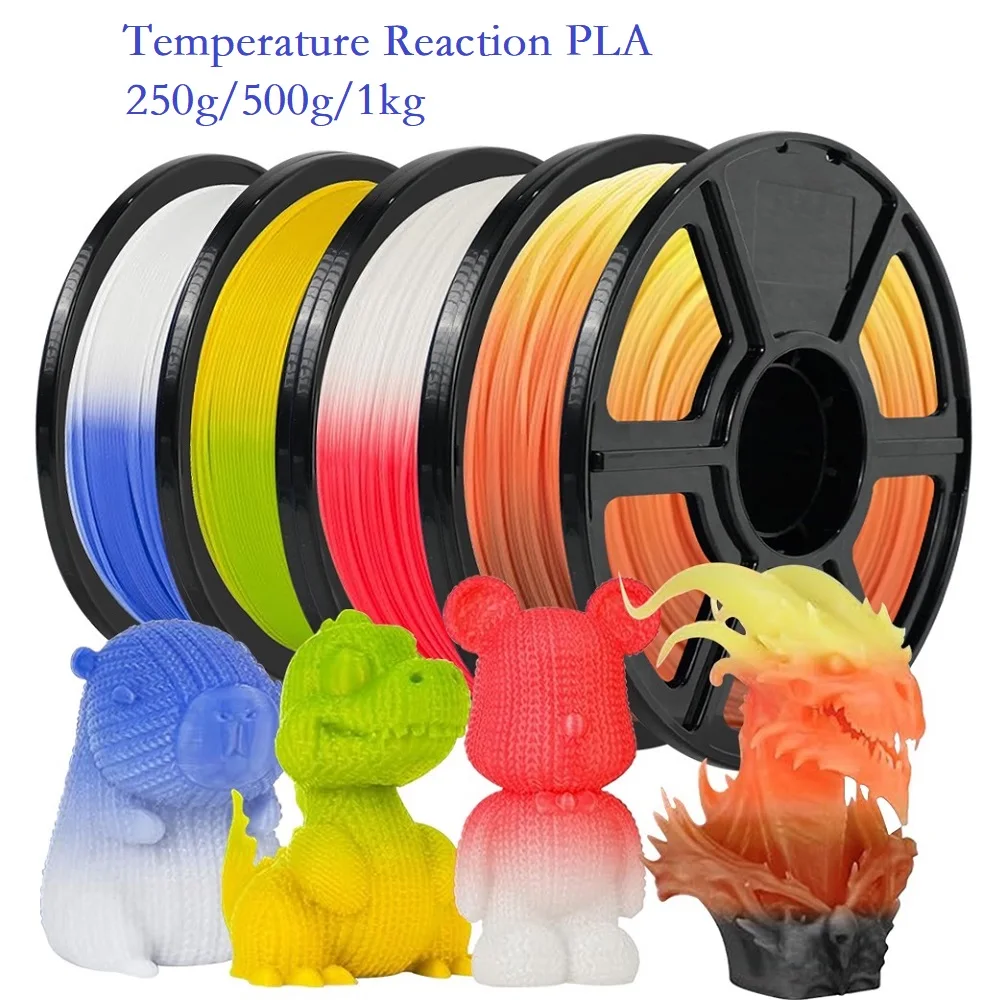 Filamento cambiamento colore temperatura PLA 1,75 mm 1 kg 500 g 250 g FDM Materiale stampante 3D Filamento reazione temperatura PLA Blu Nero