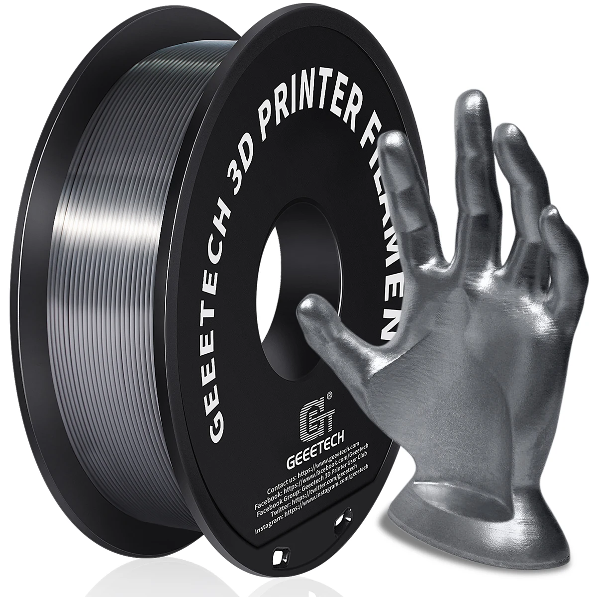 Filamento per stampante 3D Geeetech PLA PETG Plastica 1 kg 1,75 mm, senza grovigli, materiali per filo di stampa 3D, nero, bianco, confezione sottovuoto