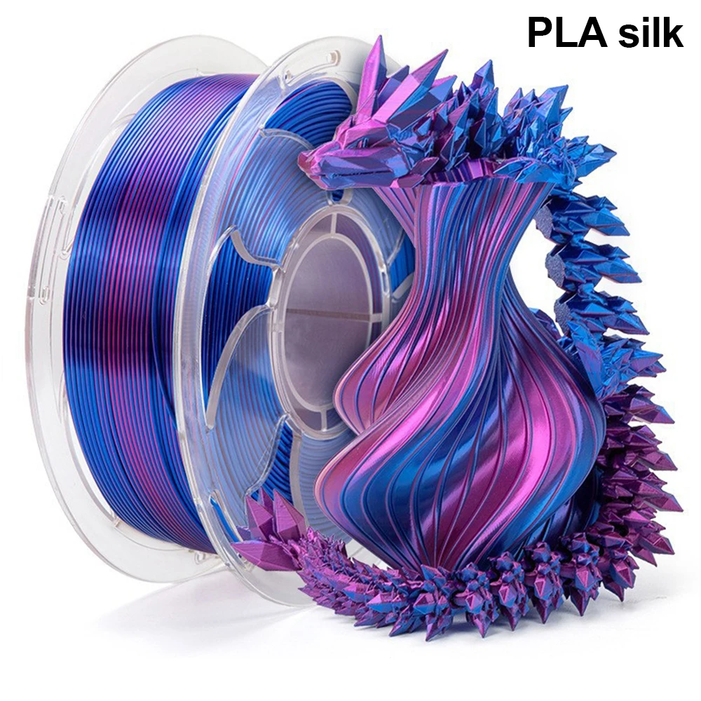 Filamento PLA 3D in Seta Bicolore Tricolore da 0,25 Kg, 1,75 mm, Superficie Lucida per Stampante 3D FDM