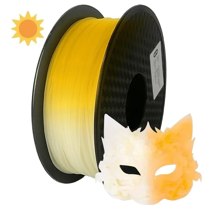 Filamento PLA a Cambio Colore UV 1kg/500g/250g/200g 1.75mm per Stampante 3D, Reazione alla Luce Solare da Bianco a Verde, Rosa, Blu, Viola