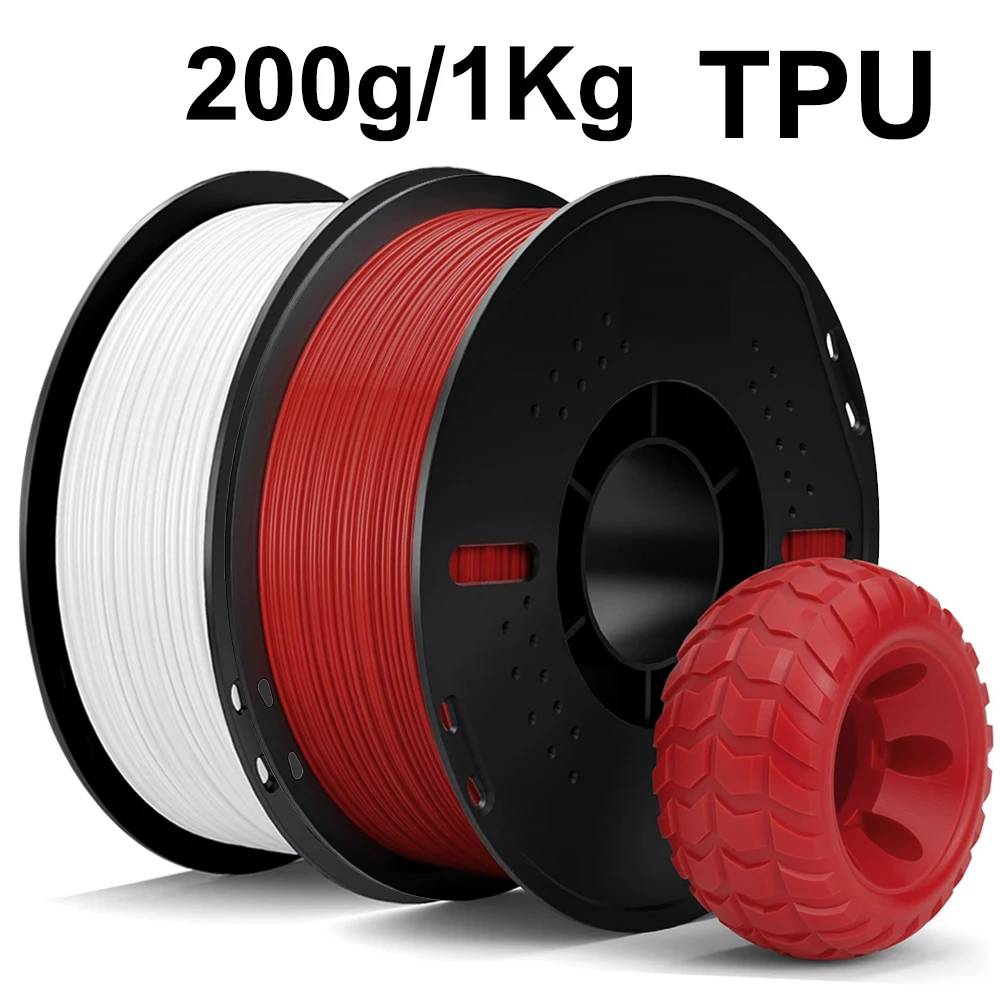 Filamento TPU Flessibile Bianco Rosso 200g/1Kg per Stampante 3D, Rotolo di Stampa 3D, Materiali Flessibili TPU Bianco Rosso 1.75mm