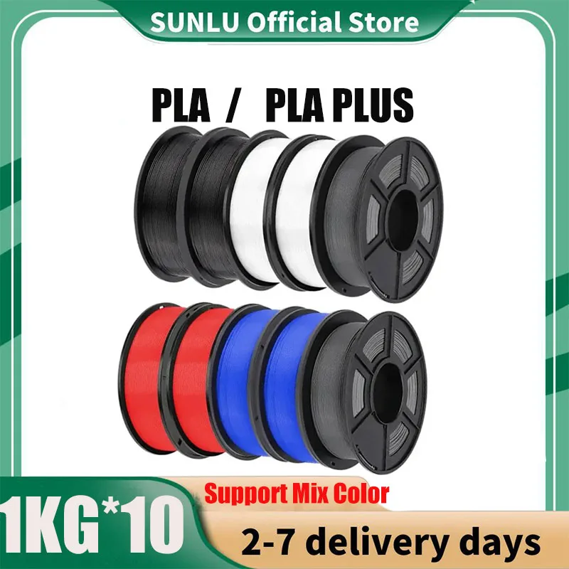 SUNLU 10KG PLA/PLA Plus Filamenti 10 Rotoli di Filamento 3D 1KG/rotolo 1,75mm 100% Filamento Linee Simpatiche Per La Stampa 3D Da UE USA