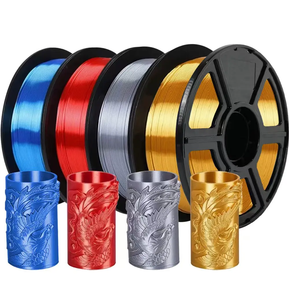 Filamento di seta EasyThreed PLA 1,75 mm 250 g 500 g 1 kg Materiale stampante 3D PLA Filamento lucido Oro Argento Rosso Rosa Nuovo pacchetto