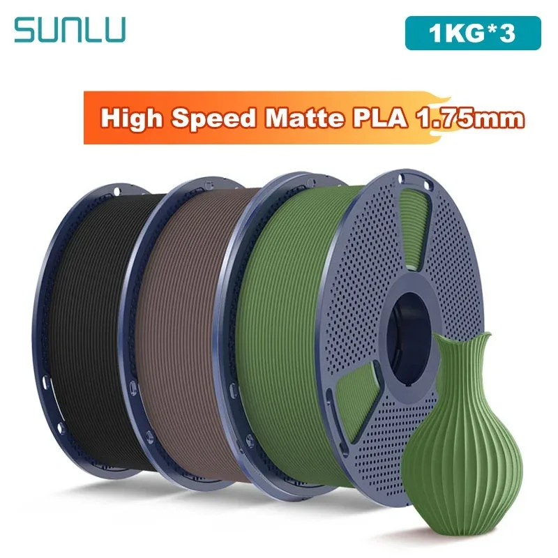Filamento PLA Opaco ad Alta Velocità SUNLU 3KG 1.75mm 1000g per Stampa Rapida, Filamento Accuratamente Organizzato Compatibile con la Maggior Parte delle Stampanti FDM