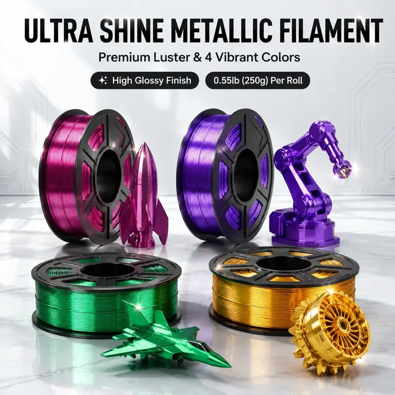 Filamento per Stampante 3D Silk PLA 250g 1.75mm Lucido Rosso Rosa Verde Smeraldo Oro Viola Opzionale per Stampanti 3D FDM