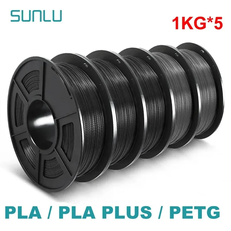 SUNLU 5KG 3D PLA/PETG/PLA PLUS/Filamento trasparente 1.75mm 5Roll 1KG Stampante 3D Filamento 3D ordinato avvolto per stampante 3D e penna 3D