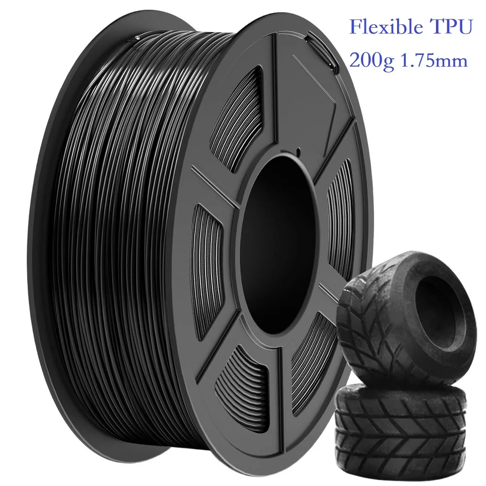 Filamento Flessibile TPU 200G 1.75mm per Stampante 3D, 95A TPU Trasparente Morbido, Cambio Colore Arcobaleno Blu Verde Nero, Alta Velocità