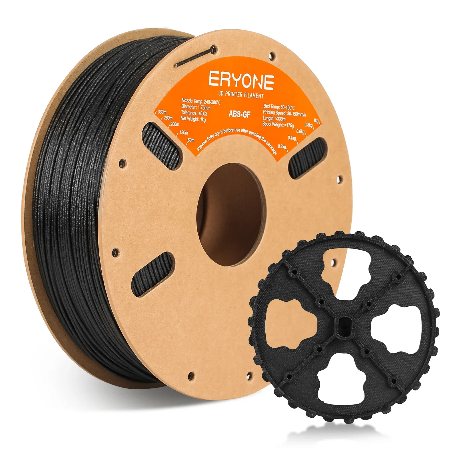 ERYONE Filamento ABS in fibra di vetro da 5 kg 1,75 mm +/- 0,03 mm, filamento per stampa 3D senza odore ABS GF 1 kg (2,2 LBS)/bobina