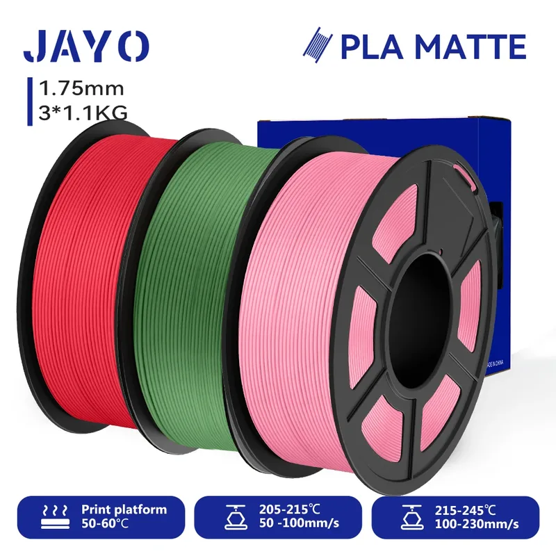 Filamento per stampante 3D JAYO PLA opaco 1,75 mm Filamento 3D ben avvolto PLA 1,1 kg Finitura opaca liscia Materiali per stampa 3D