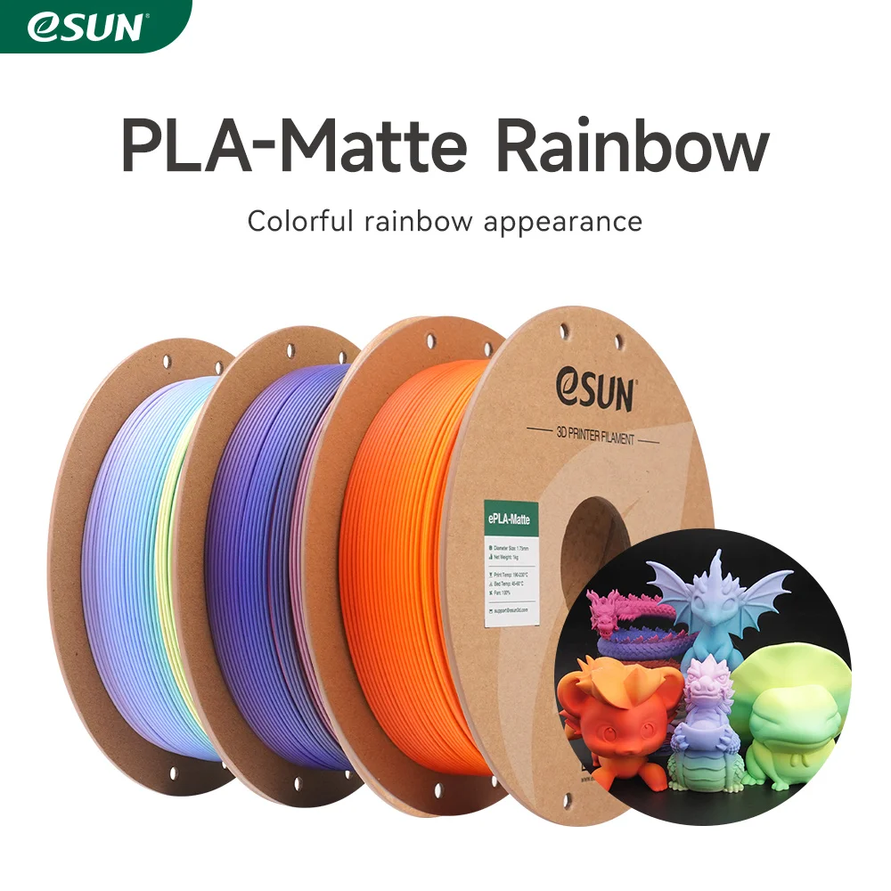 eSUN PLA Filamento stampante 3D 1.75mm 1KG Arcobaleno opaco PLA Filamento 3D per Bambu Lab Arcobaleno Colore PLA Opaco Materiale di stampa 3D
