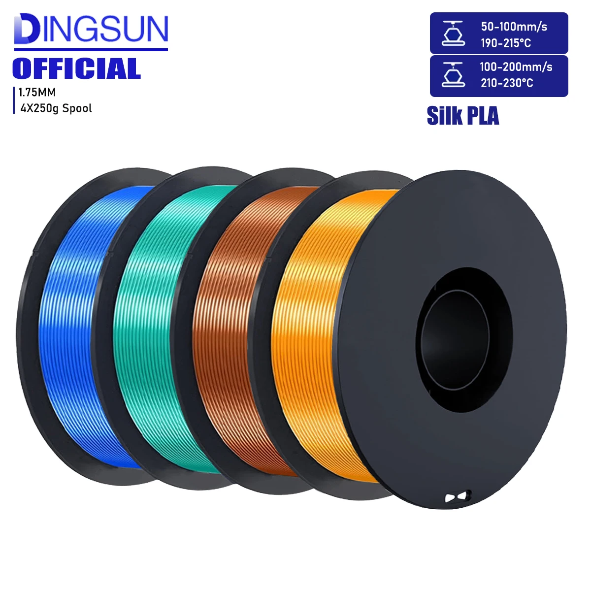 Filamento per stampante 3D PLA Plus di seta, filamento PLA PLUS di seta, filamento di seta liscio da 1,75 mm multicolore, bobina da 200 g/ 250 g/500 g/1000 g