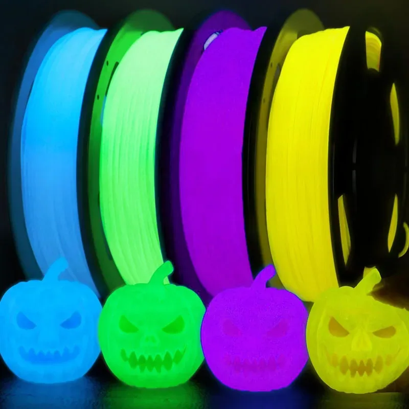 Filamento per Stampante 3D TPU Luminescente, TPU 95A, Blu, Verde, Giallo, Viola 250g/250 * Confezione da 4, Filamento per Stampante 3D da 1,75mm.