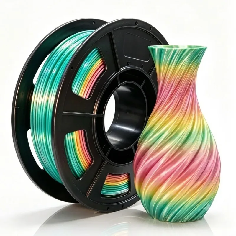 Filamento PLA effetto seta 1.75mm, Filamento per stampante 3D a doppia coestrusione bicolore PLA, 250g, Nero rosso effetto seta