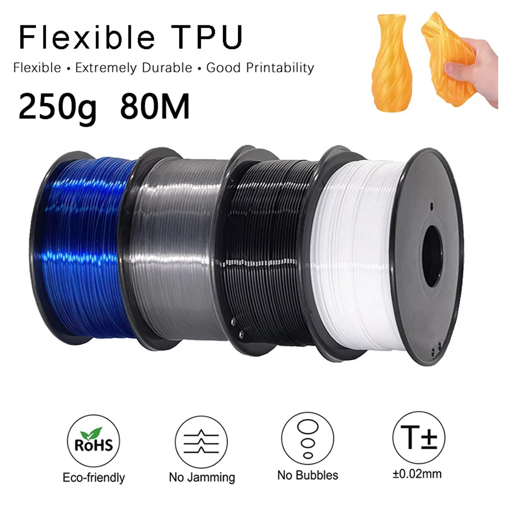 Filamento flessibile per stampante 3D TPU 250 g 1,75 mm Lunghezza 80 M