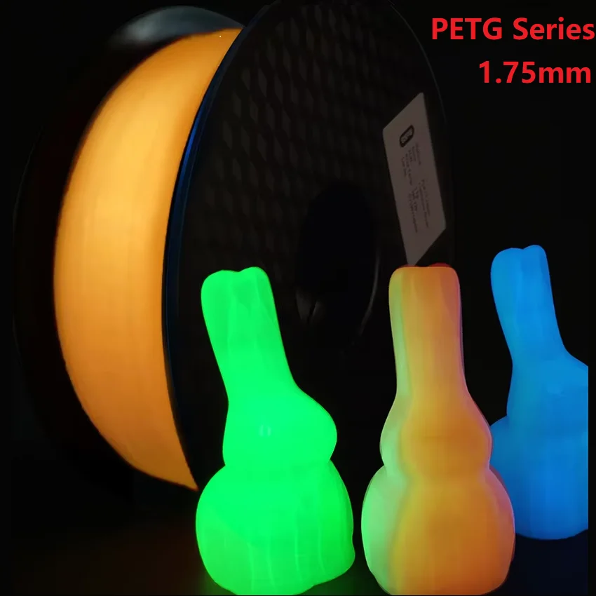 Filamento base PETG per stampante 3D che si illumina al buio 1,75 mm 1 kg 250 g Filamento a sublimazione luminoso Filamento trasparente marmo trasparente
