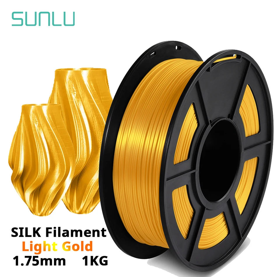 SUNLU SILK PLA 3D filamento 1.75MM 1KG vicino alla seta effetto Texture nessuna bolla eco-friendly biodegradabile inodore basso restringimento