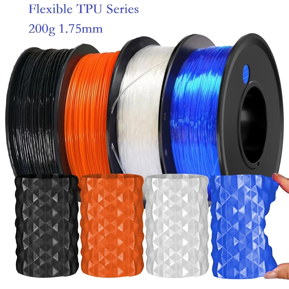 Filamento 200G TPU flessibile 1,75 mm adatto alla maggior parte delle stampanti 3D FDM Materiale plastico 95A Filamento TPU morbido Serie 3D Maliang