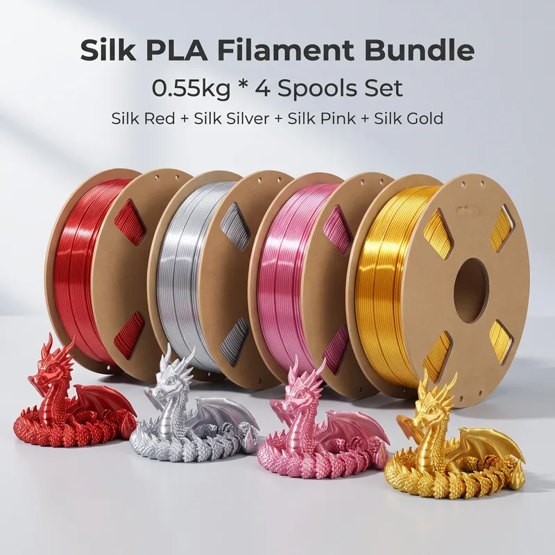 Filamento per stampante 3D Silk PLA, superficie lucida effetto seta, diametro 1,75 mm, filamento per stampa 3D lucido, 200/250/500/1000 g, rosso/argento/pi