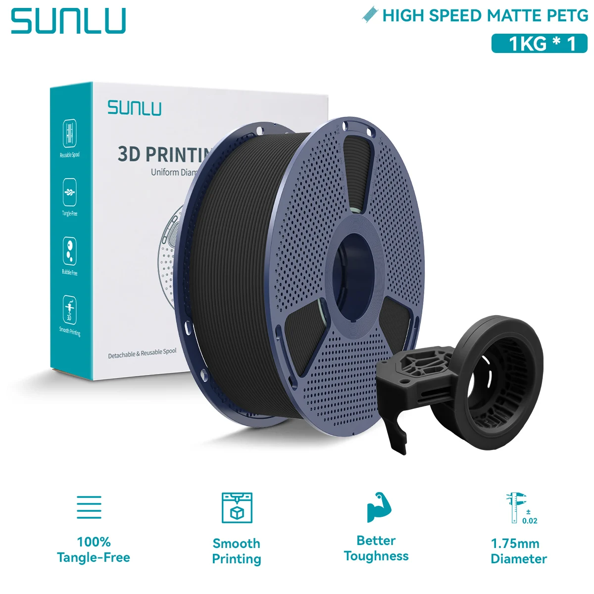 SUNLU Alta Velocità PLA/PLA PLUS/Petg Opaco Filamento per Stampante 3D 1.75mm Avvolto Ordinatamente Multicolor Filamenti per Stampa 3D Stampa Veloce