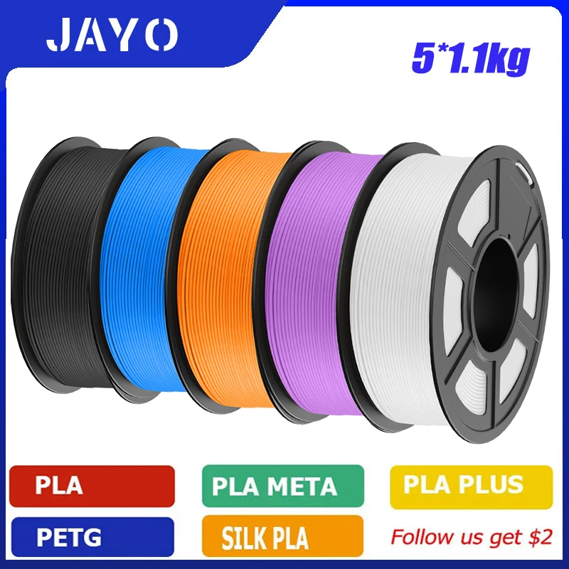 JAYO PLA/PETG/ABS/TPU/PLA plus/PLAMeta 5 Rotoli 5.5KG Filamento Stampante 3D 1.75mm 100% No Bubble FDM Materiali Stampante 3D Regalo FAI DA TE
