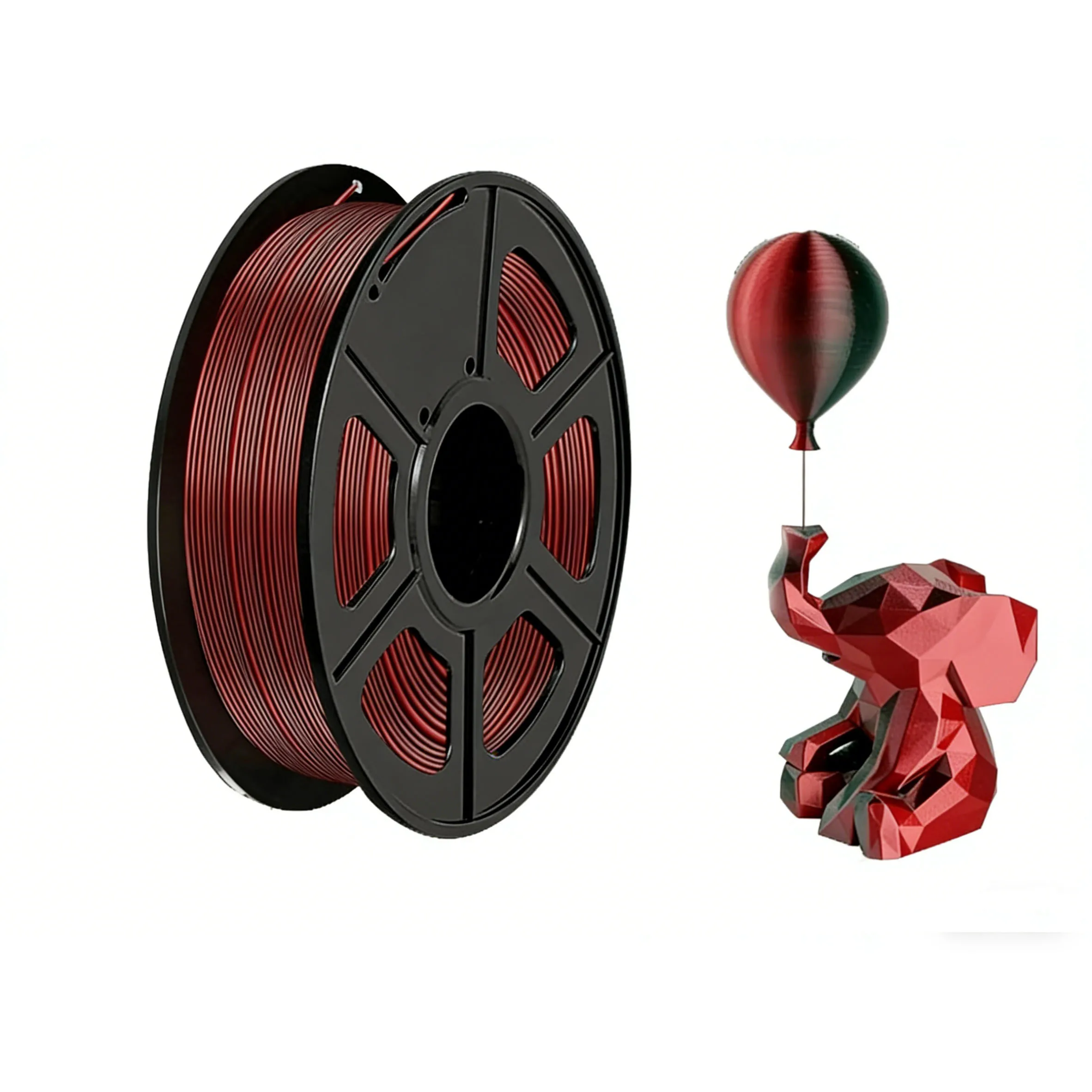 Filamento PLA Bicolore per Stampante 3D 1.75mm +/- 0.02mm, Filamento Bicolore PLA 250G (0.55lbs) Nero Rosso