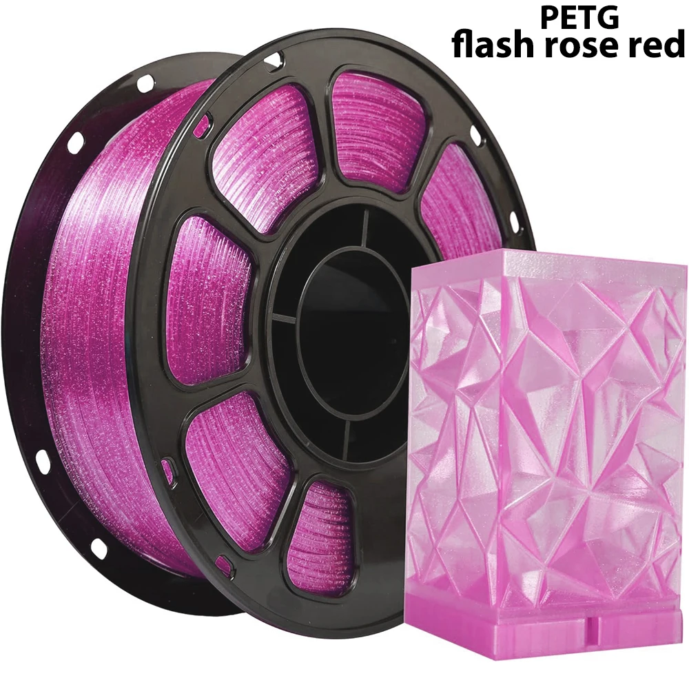 Filamento PLA PETG Crystal Sparkling Rose per Stampante 3D 1.75mm, Materiale PETG Crystal Sparkling Rose Red per Stampante 3D 250g 500g 1Kg