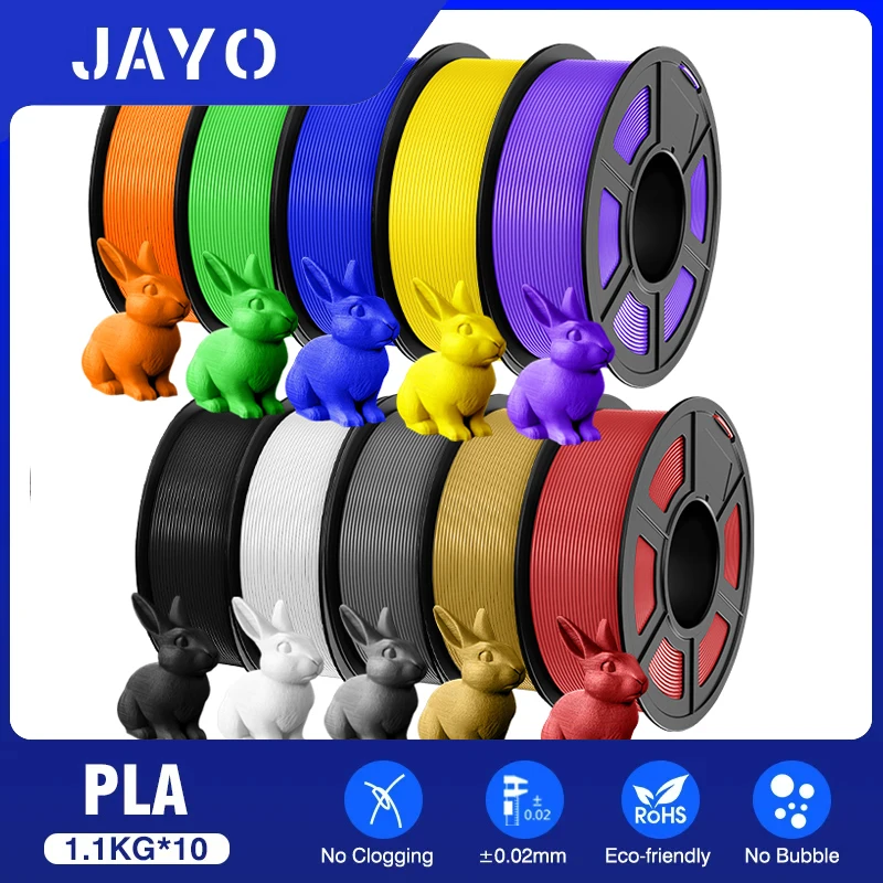 Filamento 3D JAYO PLA 8 Rotoli 10 Rotoli 175mm Stampa 3D senza bolle senza disegno liscio più colori opzionali 11 kg per la stampa 3D