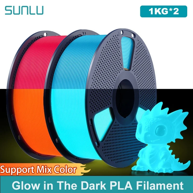 SUNLU Filamento PLA da 2 kg che si illumina al buio Filamento PLA luminoso ben avvolto Filamento da 1,75 mm 1 kg adatto alla maggior parte delle stampanti 3D FDM