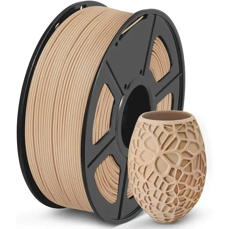 Filamento PLA per Stampante 3D 1.75mm, Avvolgimento Preciso, Precisione Dimensionale +/- 0.02 mm, Colore Legno, 250g